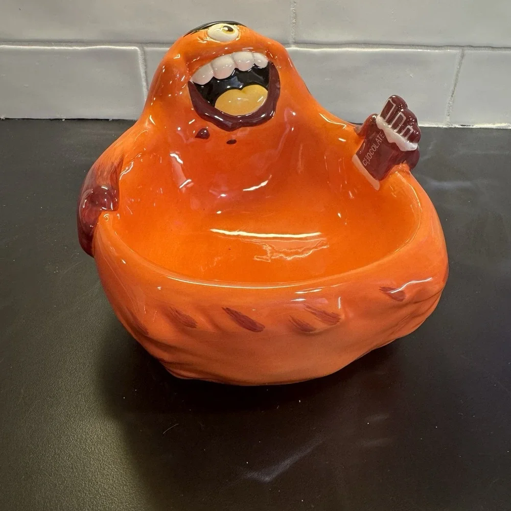 Ceramic Candy Bowl Target 2009 Monster‎ Madness Orange One Eyed Chocolate Eating